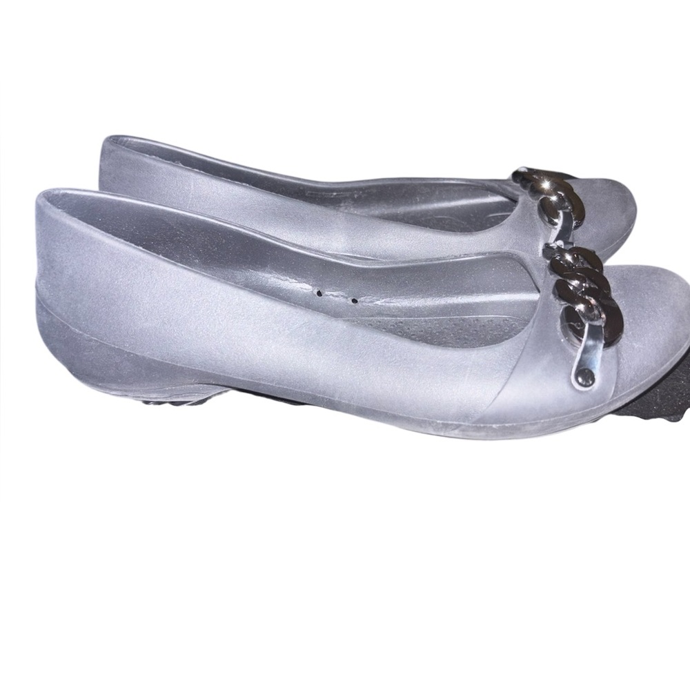 Crocs Womens Gianna Black Chain Link Ballet Flat Shoes Black Slip On Size 6